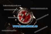 Rolex Daytona Vintage Edition Chrono Miyota OS20 Quartz Steel Case with Red Dial Steel Bezel and Black Leather Strap