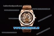 Audemars Piguet Royal Oak Skeleton Tourbillon Swiss Tourbillon Manual Winding Rose Gold Case Skeleton Dial With Dots Markers Rose Gold Bracelet