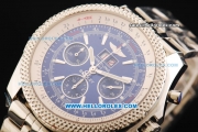 Breitling Bentley Swiss Valjoux 7750 Chronograph Movement Full Steel with Blue Dial and Honeycomb Bezel - Stick Markers
