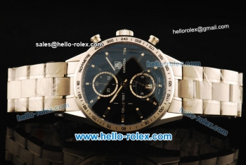 Tag Heuer Carrera Chronograph Swiss Valjoux 7750 Automatic Movement Full Steel with Black Dial and Stick Markers