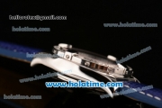 Breitling Galactic 36 Miyota Quartz Steel Case with Blue Leather Bracelet White Dial and Diamond Bezel