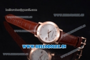 Audemars Piguet Jules Audemars Clone AP Calibre 3120 Automatic Rose Gold Case with Silver Dial Stick Markers and Brown Leather Strap (EF)