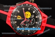 Ferrari Race Day Watch Chrono Miyota OS20 Quartz Red PVD Case with Black Dial and Silver Stick Markers - One Yellow Subdial