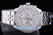 Breitling for Bentley Motors Chronograph Quartz Movement Full Steel with White Dial and Silver Stick Marker