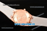 Audemars Piguet Royal Oak Lady Swiss Quartz Rose Gold/Diamonds Case with White Rubber Strap and White MOP Dial (EF)