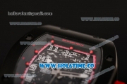 Richard Mille RM 007 Miyota 9015 Automatic PVD Case with Arabic Numeral Makrers Skeleton Dial and Black Rubber Strap