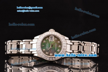 Rolex Datejust Lady Pearlmaster 2813 Automatic Steel Case with Diamond Bezel Grey Mop Dial and Stainless Steel Strap ETA Coating