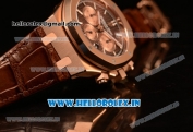 Audemars Piguet Royal Oak Chronograph Swiss Valjoux 7750 Rose Gold Case with Black Leather Strap Brown Dial and Gold Three Subdials 1:1 Original EF