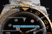 Rolex GMT-Master II Asia 2813 Automatic Two Tone Case/Bracelet with Black Dial and Dot Markers