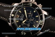 BlancPain Fifty Fathoms Chronograph Flyback Calibre F185 Miyota Quartz Steel Case with Black Dial and Green Markers (ZF)