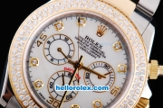 Rolex Daytona Oyster Perpetual Automatic Two Tone with Diamond Bezel,White Dial and Diamond Marking