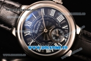 Cartier Ballon Bleu De Small Swiss Quartz Steel Case with Black Dial White Roman Numeral Markers and Black Leather Strap