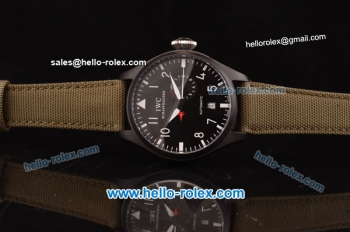 IWC Big Pilot ST22 Automatic PVD Case with Black Dial and Green Leather Strap