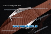 Rolex Submariner Vintage Asia 2813 Automatic Steel Case with Black Dial Stick/Arabic Number Markers and Brown Nylon Strap