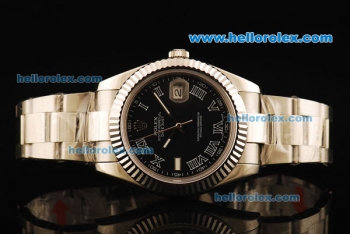 Rolex Datejust II Swiss ETA 2836 Automatic Movement Full Steel with Black Dial and White Roman Numerals