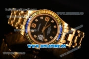 Rolex Datejust Pearlmaster Asia 2813 Automatic Full Yellow Gold with Black Dial and Diamonds Markers - Rainbow Diamoand Bezel (BP)