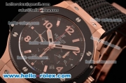 Hublot Big Bang Chrono Clone HUB4100 Automatic Rose Gold/Ceramic Case with Black Rubber Strap Black Dial