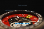 Ferrari Chronograph Quartz Movement 7750 Coating Case with Black/Red Dial and Black Rubber Strap