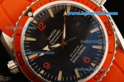 Omega Seamaster Swiss ETA 2836 Automatic Movement Steel Case with Black Dial and Orange Rubber Strap