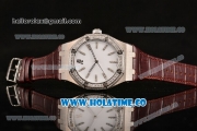 Audemars Piguet Royal Oak 41MM Asia Automatic Steel Case with White Dial Diamonds Bezel and Stick Markers