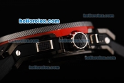 Hublot Big Bang Swiss Valjoux 7750 Automatic Movement Ceramic Bezel with Black Dial and Red Stick Marker-Rubber Strap