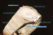 Omega Constellation Co-Axial Swiss ETA 2824 Automatic Full Steel with White Dial and Silver Stick Markers