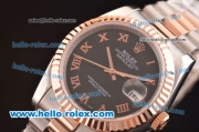 Rolex Datejust 2813 Automatic Movement Rose Gold Bezel with Rose Gold Roman Marking and Black Dial