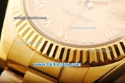 Rolex Day Date II Rolex 3156 Automatic Movement Full Gold with Golden Dial and Roman Numeral Markers