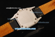 Cartier Santos Miyota Quartz Movement Steel Case with White Dial and Black Leather Strap