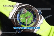 Audemars Piguet Royal Oak Offshore Diver Asia 2813 Automatic Steel Case with Green Dial and Stick Markers Green Rubber Strap (EF)