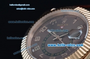 Rolex Sky-Dweller Asia 2813 Automatic Rose Gold Case with Brown Leather Strap and Brown Dial