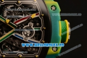 Richard Mille RM027-03 Miyota 9015 Automatic PVD Case with Black Dial and Green Nylon Strap