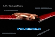 Rolex Cellini Time Asia 2813 Automatic Rose Gold Case with White Dial Red Leather Strap and Stick/Roman Numeral Markers