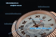 Rolex Sky-Dweller Asia 2813 Automatic Rose Gold Case with Black Leather Strap and White Dial Roman Markers