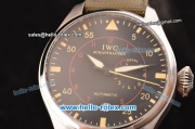 IWC Big Pilot Top Gun Miramar ST22 Automatic with Power Reserve Steel Case with Black Dial and Green Leather Strap