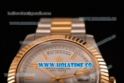 Rolex Day-Date II Asia 2813 Automatic Two Tone Case/Bracelet with White Dial and Gold Roman Numeral Markers