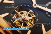 Vacheron Constantin Malte Swiss Tourbillon Manual Winding Rose Gold Case with Black Dial and Black Leather Strap
