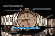 Tag Heuer Carrera Calibre 16 Chrono Swiss Valjoux 7750 Automatic Steel Case Beige Dial With Arabic Numeral Markers Steel Bracelet( GF)