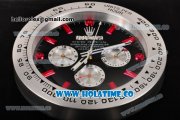 Rolex Daytona Swiss Quartz Steel Case with Black Dial Red Stick Markers Wall Clock