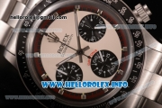 Rolex Daytona Vintage Chrono Miyota OS20 Quartz Steel Case/Bracelet with Silver Markers and White Dial - Brown Inner Bezel