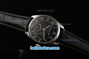 IWC Schaffhausen Manual Winding Movement with Black Dial and Black Leather Strap