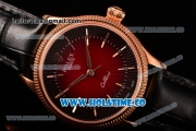 Rolex Cellini Time Asia 2813 Automatic Rose Gold Case with Black/Red Dial and Stick Markers