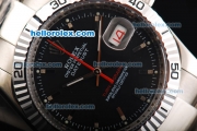 Rolex Datejust Swiss ETA 2836 Automatic Movement Black Dial with Black Bezel and Green Rome Numeral Marker-SS Strap