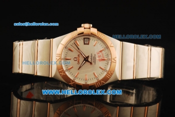 Omega Constellation Swiss Quartz Movement Steel Case with Rose Gold Marker/Bezel and Two Tone Strap