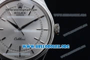 Rolex Cellini Clone Rolex 3132 Automatic Steel Case with Silver Dial Brown Leather Strap - (BP)