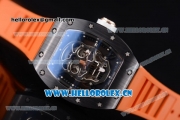 Richard Mille RM052 Miyota 9015 Automatic PVD Case with Skull Dial Dot Markers and Orange Rubber Strap