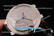 Cartier Ballon Bleu de Cartier Swiss ETA 2892 Automatic Steel Case with Black Leather Strap and Diamond Dial