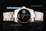 Rolex Day Date Oyster Perpetual Automatic Movement Black Dial with Stainless Steel Strap