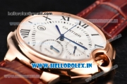 Cartier Ballon Bleu de Cartier Chronograph Quartz Rose Gold Case with White Dial and Brown Leather Strap