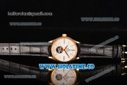 Rolex Cellini Tourbillon Swiss ETA 2824 Automatic Yellow Gold Case with Roman Numreal/Stick Markers Black Leather Strap and White Dial